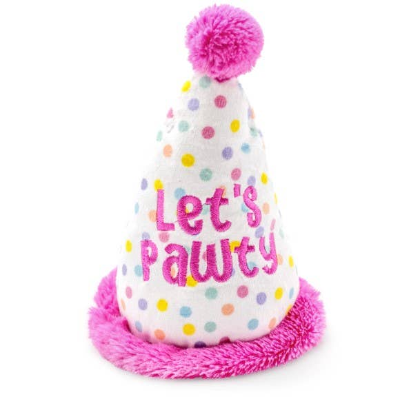 ThoozyPet Birthday Hat Pink Plush Dog Toy 7"