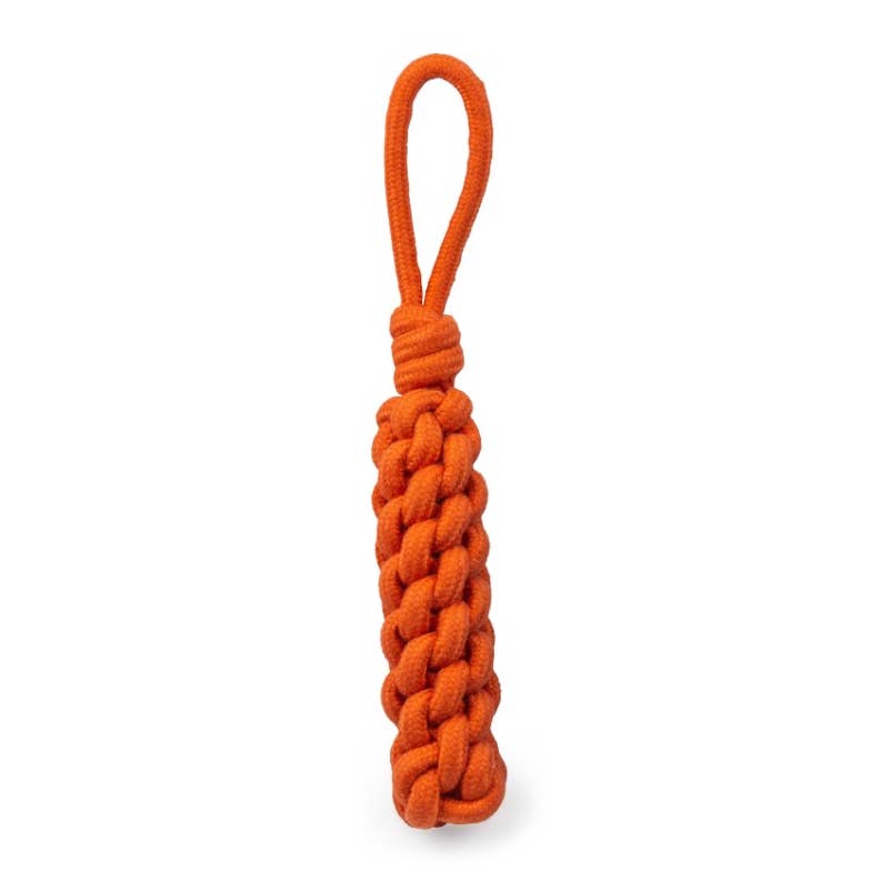 ThoozyPet Knotted Stick Rope Dog Toy with Handle Orange 11"