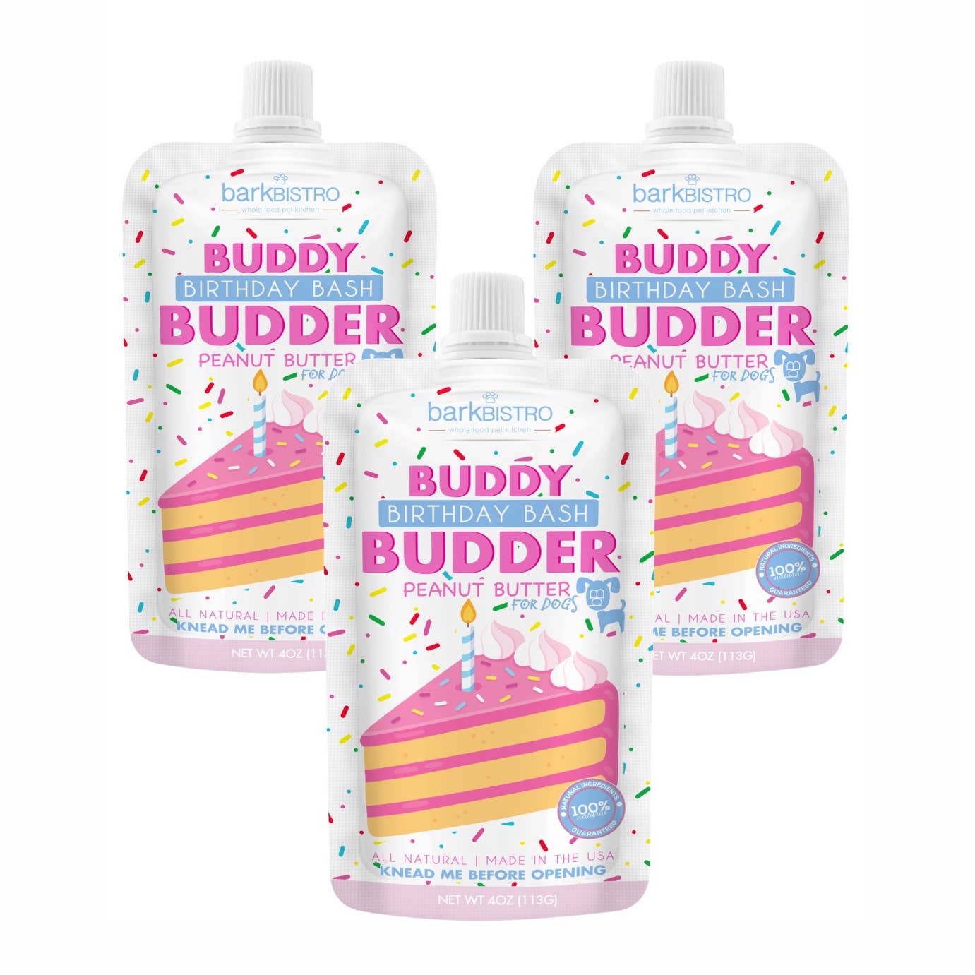 Dog Peanut Butter - 4oz Squeeze Packs Birthday Bash Budder