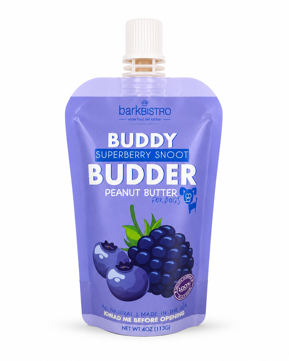 Dog Peanut Butter - 4oz Squeeze Packs Superberry Budder