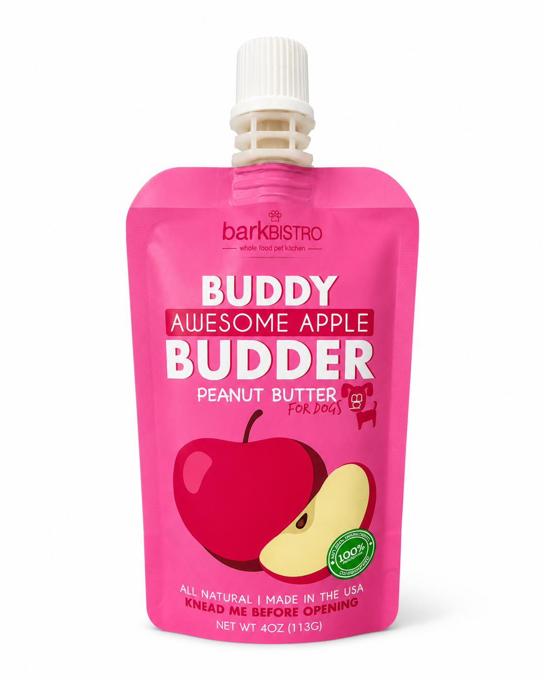 Dog Peanut Butter - 4oz Squeeze Packs Awesome Apple Budder