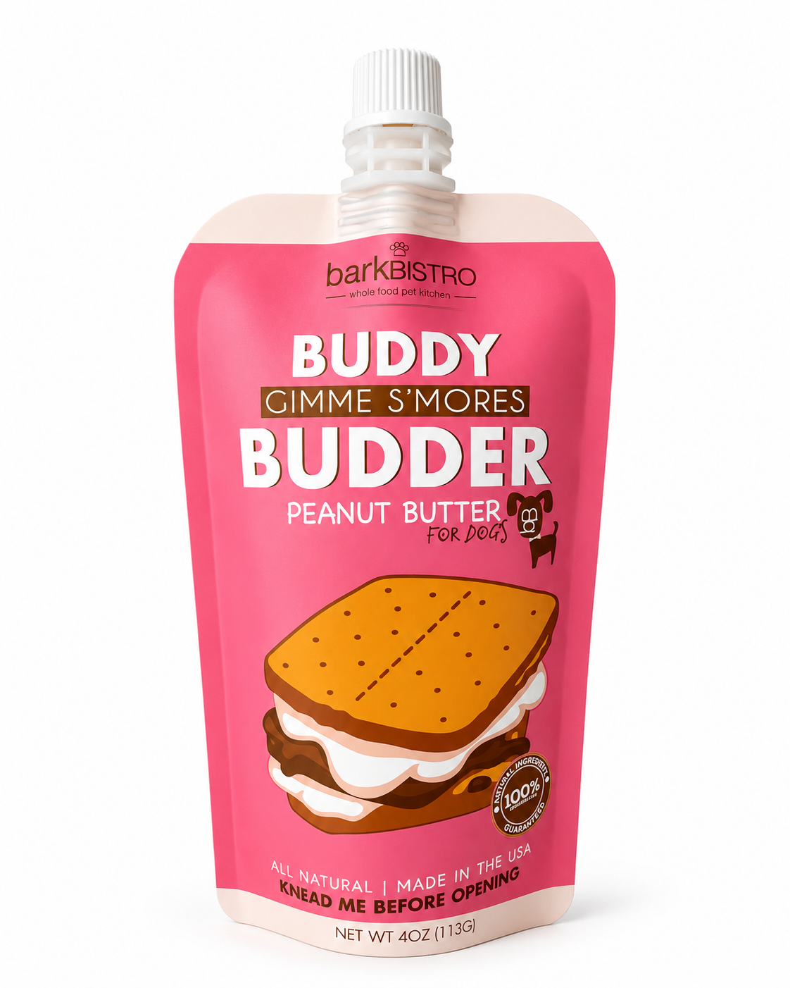 Dog Peanut Butter - 4oz Squeeze Packs Gimme S'mores  Budder